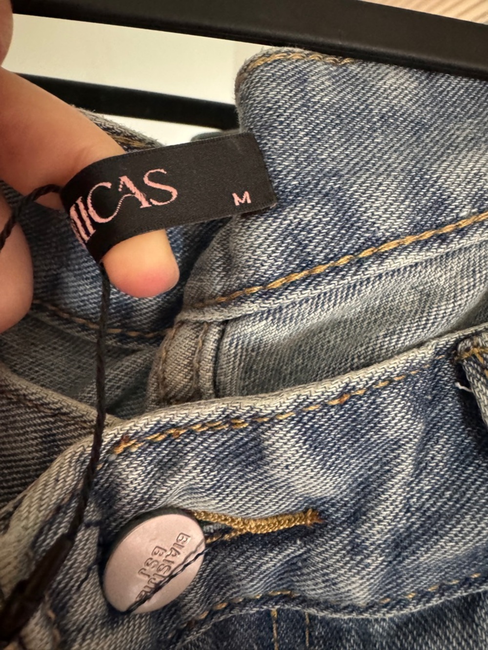 Trendy Distressed Patchwork Jeans Pink Wide Leg Y2K - Picture 4 of 9